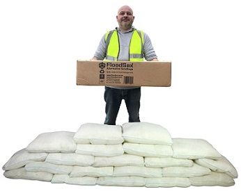 The FloodSax sandless sandbags in this one easy-to-carry box are equivalent to 20 sandbags