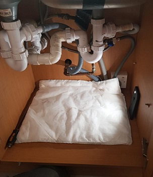 FloodSax are great at absorbing leaks in hard-to-reach places such as beneath kitchen sinks