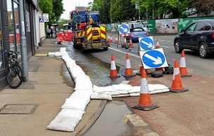 FloodSax diverting water away from a supermarket