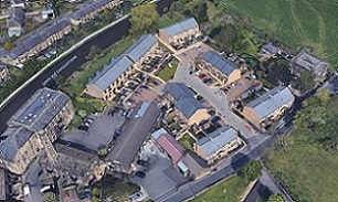 Aerial view of Micklethwaite Landings near Bingley from Google Earth