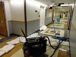 FloodSax in action soaking up a severe flood inside a hospital